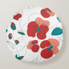 ワイルドフラワーワンダーランド |様式化された花のパターン ラウンドクッション