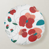 ワイルドフラワーワンダーランド |様式化された花のパターン ラウンドクッション (裏面)