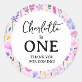 ワイルドフラワーワンファースト誕生日 ラウンドシール (正面)
