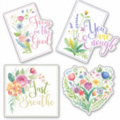 ワイルドフラワーワード&ハートカスタムカットビニールステッカー シール (正面)