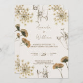 ワイルドフラワーヴィンテージエレガントレトロシ結婚ック 招待状 (正面/裏面)
