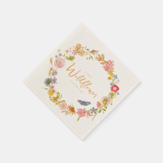 ワイルドフラワーヴィンテージ植物性ベビーシャワー スタンダードカクテルナプキン (角)