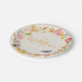ワイルドフラワーヴィンテージ植物性ベビーシャワー ペーパープレート (アングル)