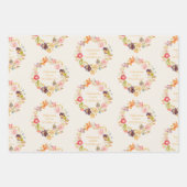 ワイルドフラワーヴィンテージ植物性ベビーシャワー ラッピングペーパーシート (正面)