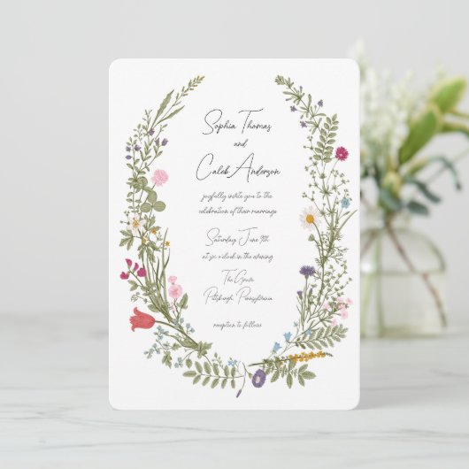 ワイルドフラワーヴィンテージ結婚式 招待状 (スタンド正面)