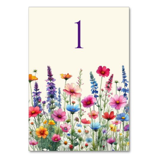 ワイルドフラワー交響曲結婚のテーブルカード テーブルナンバー (正面)
