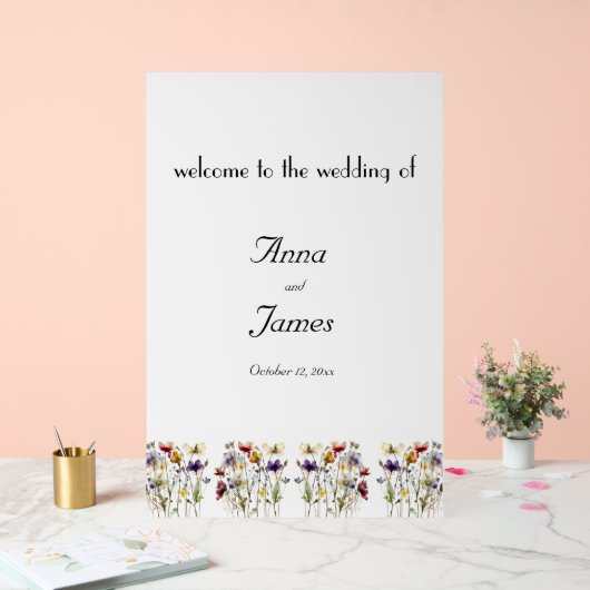 ワイルドフラワー交響曲鮮やか：水彩画 アクリルサイン (ウェディング)