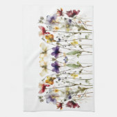 ワイルドフラワー交響曲鮮やか：水彩画 キッチンタオル (縦)