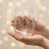 ワイルドフラワー交響曲鮮やか：水彩画 ステムなしワイングラス