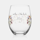 ワイルドフラワー交響曲鮮やか：水彩画 ステムなしワイングラス (裏面)