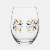 ワイルドフラワー交響曲鮮やか：水彩画 ステムなしワイングラス (右)
