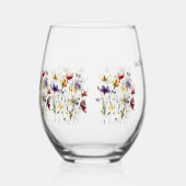 ワイルドフラワー交響曲鮮やか：水彩画 ステムなしワイングラス (左)