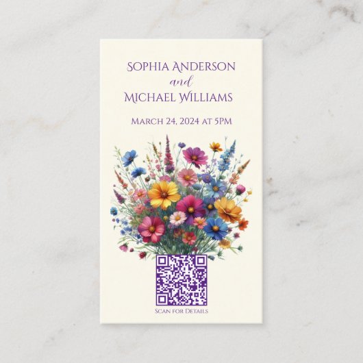 ワイルドフラワー交響楽団 – 結婚式の日付を保存し –  名刺 (正面)