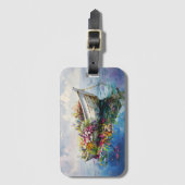 ワイルドフラワー付きカラフルボート ラゲッジタグ (正面縦)