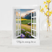 ワイルドフラワー付きマウンテンキャビン悔やみや弔慰 カード (黄色い花)