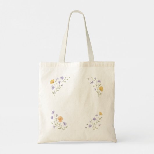 ワイルドフラワー付き水彩フレームトートバッグトートバッグ トートバッグ (裏面)