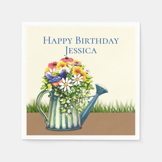 ワイルドフラワー付き水缶 スタンダードカクテルナプキン (正面)