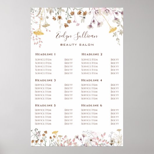 ワイルドフラワー価格表ポスター ポスター (正面)