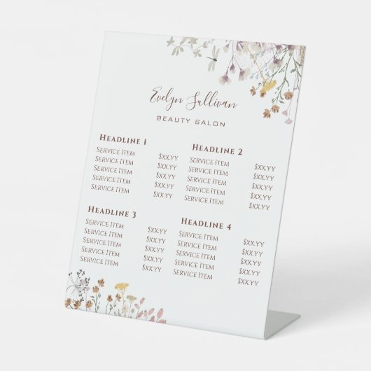 ワイルドフラワー価格表台座記号 台座サイン (正面)