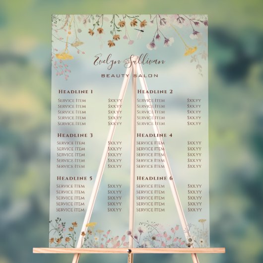 ワイルドフラワー価格表 アクリルサイン (ニュートラル)