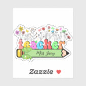 ワイルドフラワー先生名パーソナライズされた、先生ギフト シール (シート)