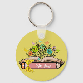 ワイルドフラワー先生名パーソナライズされた、先生、ギフト キーホルダー