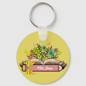 ワイルドフラワー先生名パーソナライズされた、先生、ギフト キーホルダー (裏面)