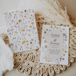 ワイルドフラワー共同誕生日招待状 花柄背景 招待状