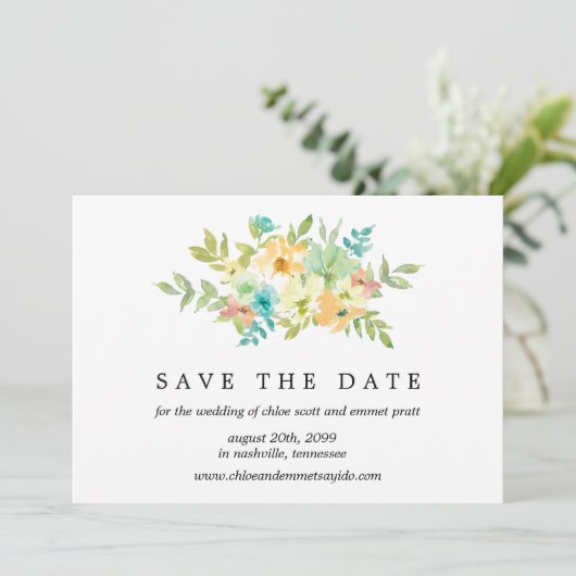 ワイルドフラワー写真バックで日付カードを保存 セーブザデート (スタンド正面)