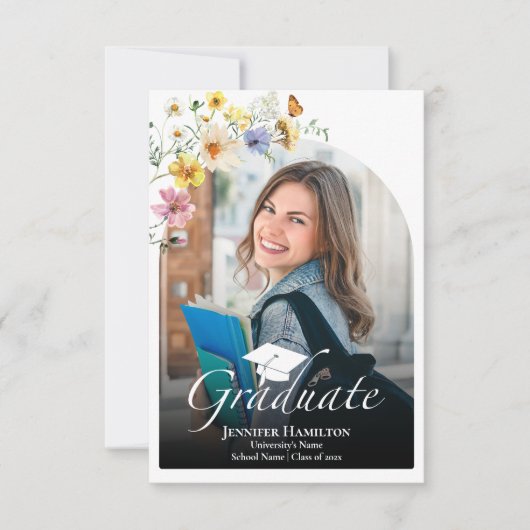 ワイルドフラワー写真卒業パーティー囲いカード 出欠カード (正面)