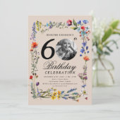 ワイルドフラワー写真第60回バースデーパーティーのシャンパン 招待状 (スタンド正面)