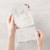 ワイルドフラワー写真 |ベージュ結婚の印章と送り オールインワン招待状 (貼ってはがせる)