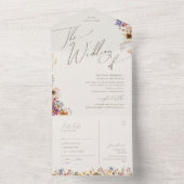 ワイルドフラワー写真 |ベージュ結婚の印章と送り オールインワン招待状 (内側)