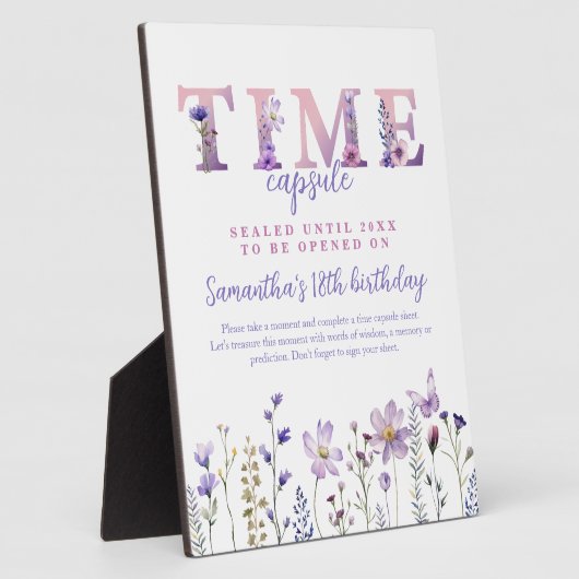 ワイルドフラワー初誕生日タイムカプセル標識 フォトプラーク (側面)