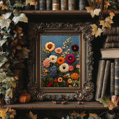 ワイルドフラワー刺繍スタイルヴィンテージ植物学 ポスター