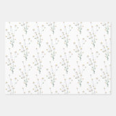 ワイルドフラワー包装紙 フラットシートセット 3枚組 ラッピングペーパーシート (正面3)