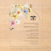 ワイルドフラワー医療看護学校卒業パーティー写真 アクリル招待状 (正面)