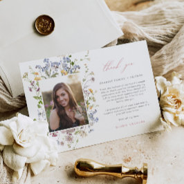 ワイルドフラワー卒業サンキューカード3 Photos Boho サンキューカード