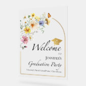 ワイルドフラワー卒業パーティーアクリルウェルカムサイン アクリルサイン (傾斜)