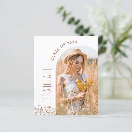 ワイルドフラワー卒業パーティーアーチフォト招待状 (スタンド正面)