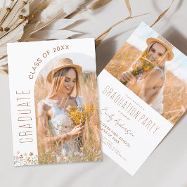 ワイルドフラワー卒業パーティーアーチフォト招待状