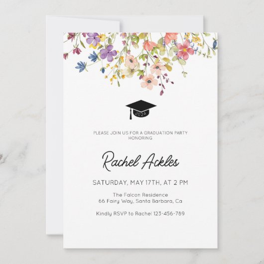 ワイルドフラワー卒業パーティー招待状フローラグラード 招待状 (正面)