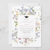 ワイルドフラワー卒業パーティー招待状 お洒落 招待状 (正面)