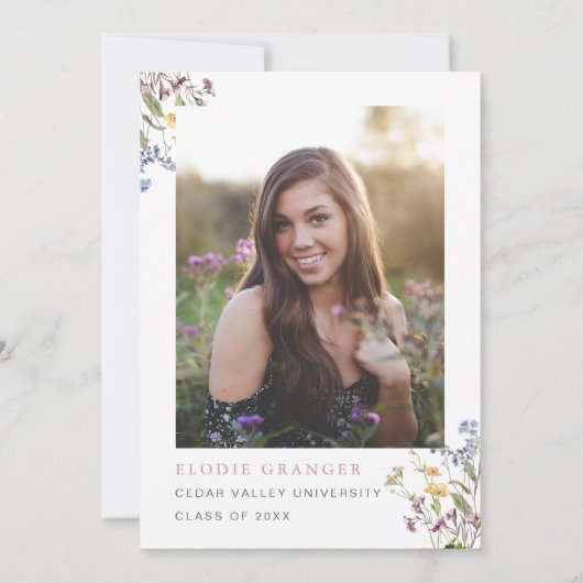 ワイルドフラワー卒業パーティー招待状 お洒落 招待状 (裏面)