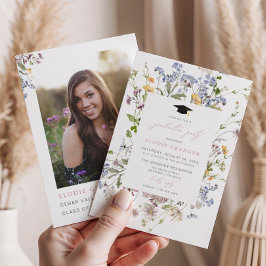 ワイルドフラワー卒業パーティー招待状 お洒落 招待状