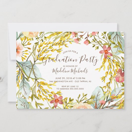 ワイルドフラワー卒業パーティー招待状 招待状 (正面)