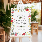 ワイルドフラワー卒業パーティー歓迎サイン ポスター