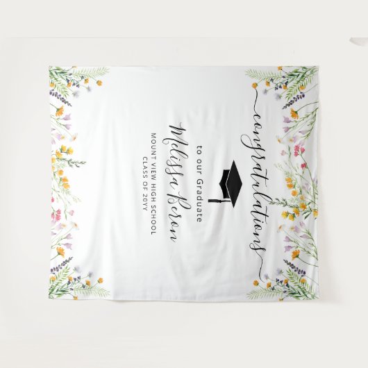 ワイルドフラワー卒業写真バックドランドフォトブース タペストリー (正面(横))