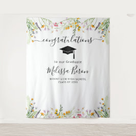 ワイルドフラワー卒業写真バックドランドフォトブース タペストリー
