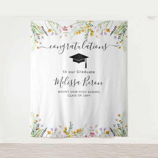 ワイルドフラワー卒業写真バックドランドフォトブース タペストリー (正面)